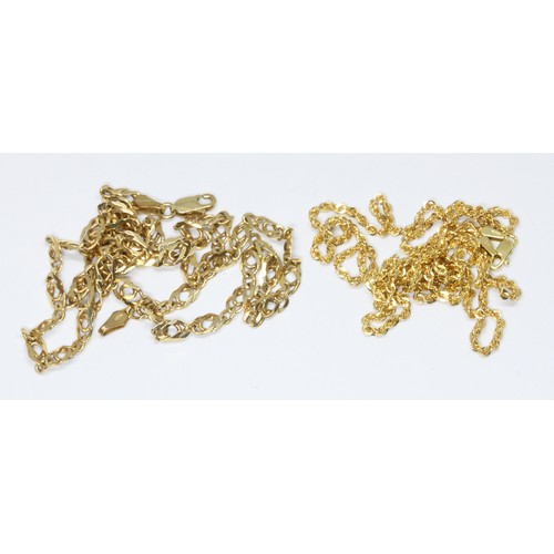 80 - Two 9ct gold chains, length 49cm & 6cm, weight 11.6g.