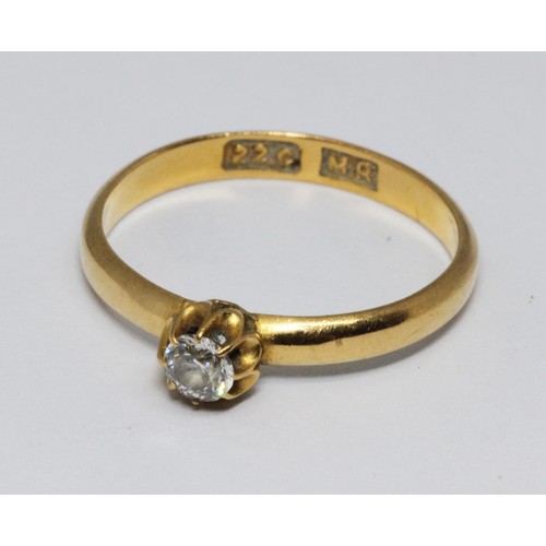 66 - A single stone diamond ring, marked '22c', gross weight 2.4g, size N.