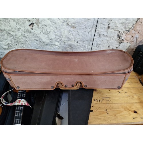 252 - An antique violin with hard case.