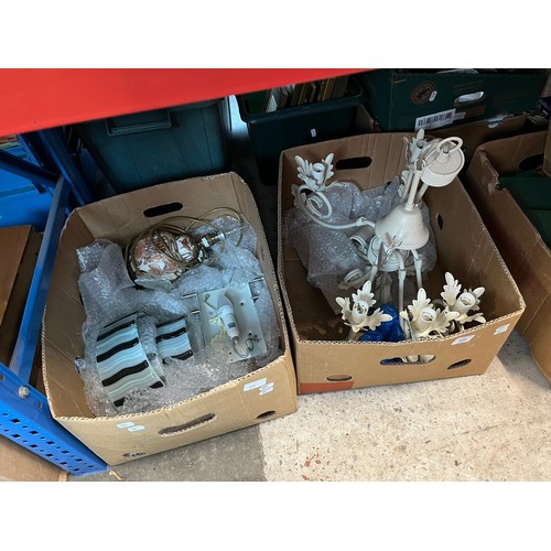 328 - Two boxes of assorted lights fittings including Art Deco.