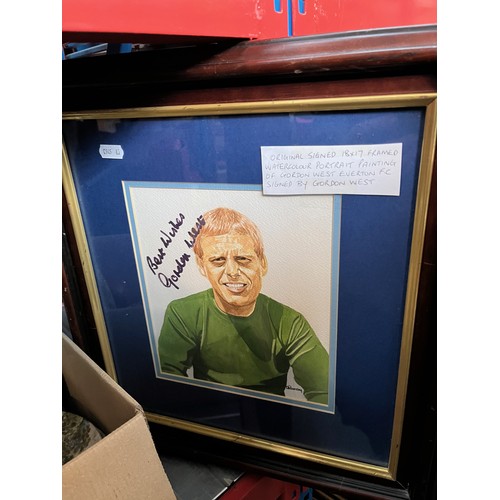 411 - An original watercolour depicting Everton FC player Gordon West and signed by the sitter.