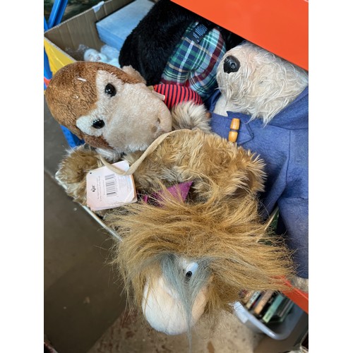 457 - A box of soft toys including Paddington Bear