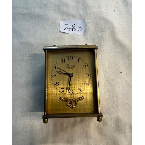 506 - A small Imhof brass carriage clock.