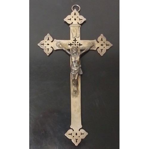 262 - An Austrian silver crucifix, maker 'JCK' for Josef Carl Klinkosch, Dianna's head and double eagle ma... 