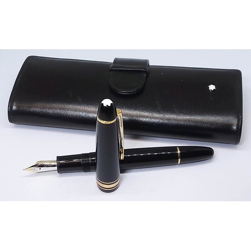 241 - A Mont Blanc Meisterstuck 147 Traveller fountain pen with leather wallet and two spare ink cartridge... 