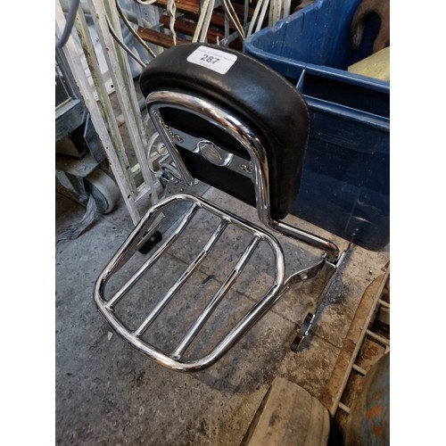 287 - A Harley-Davidson chrome backrest/luggage rack.