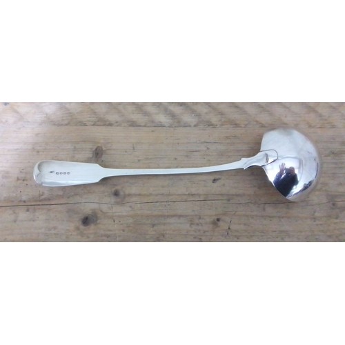 280 - A George IV silver ladle, William Eaton, London 1828, length 35cm, weight 8.8ozt