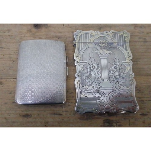 284 - Two silver card cases: one Victorian bright cut engraved silver card case, Charles Washington Shirle... 