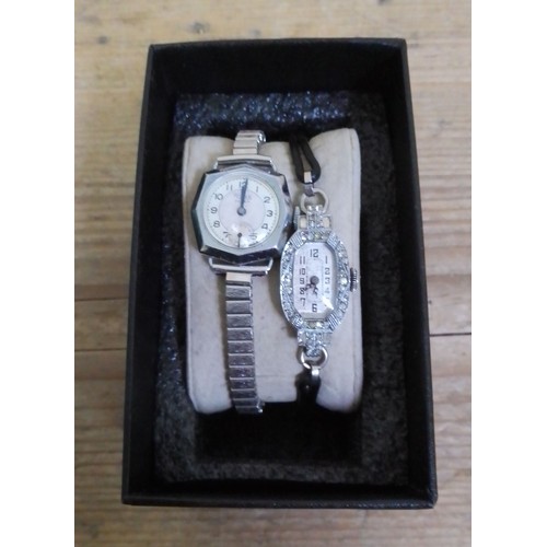 380 - Two Art Deco ladies wristwatches; one silver and one chrome plated.