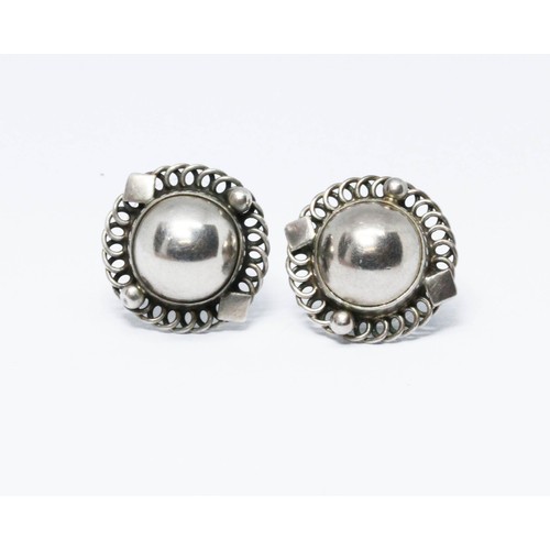 410 - A pair of Georg Jensen silver earrings, no. 38, diameter 28mm.