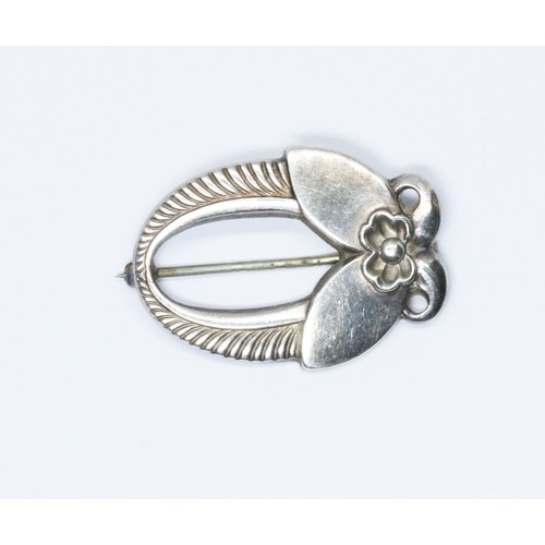 409 - A Georg Jensen silver cactus flower brooch, no. 227, length 33mm.