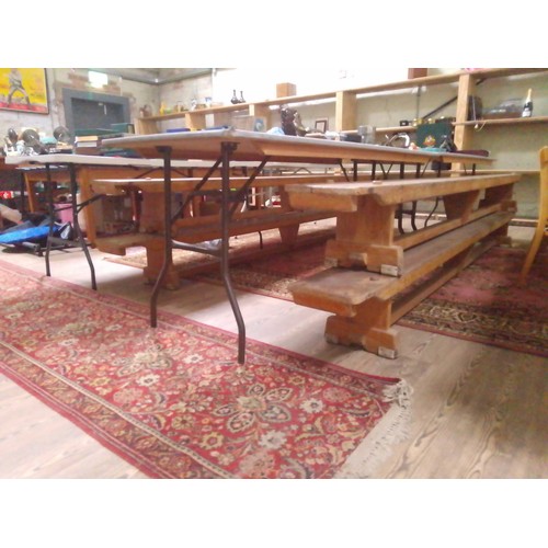 1100C - Four vintage school gym benches.