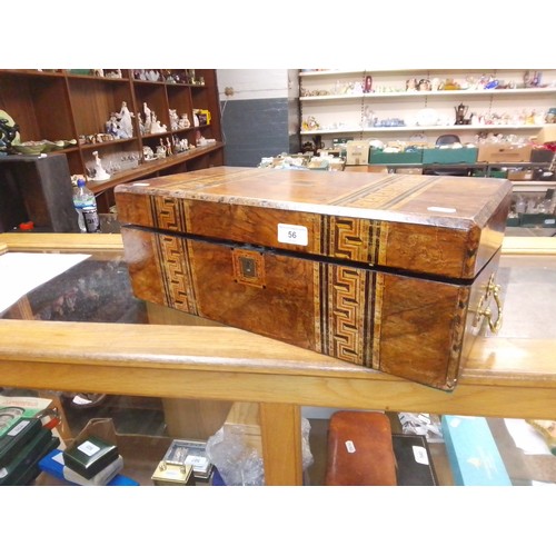56 - A Victorian inlaid walnut writing box.