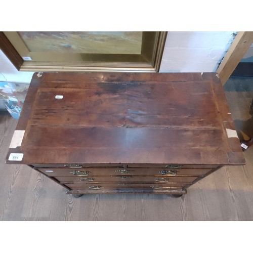 884 - A 17th century William and Mary figured walnut chest of drawers, circa 1690.