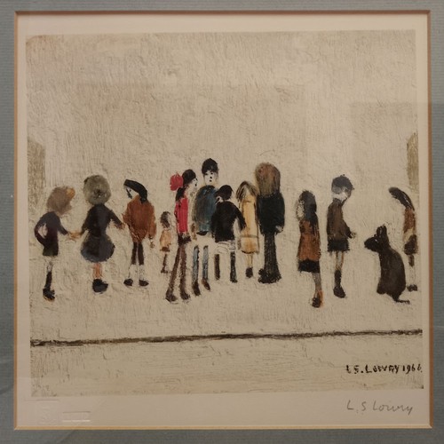 881 - Laurence Stephen Lowry, 'Group of Children', signed print, from a run of 850, 7