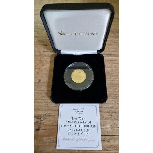 432 - A Jubilee Mint 'THE 75TH ANNIVERSARY OF THE BATTLE OF BRITAIN 22-CARAT GOLD PROOF £1 COIN', Elizabet... 