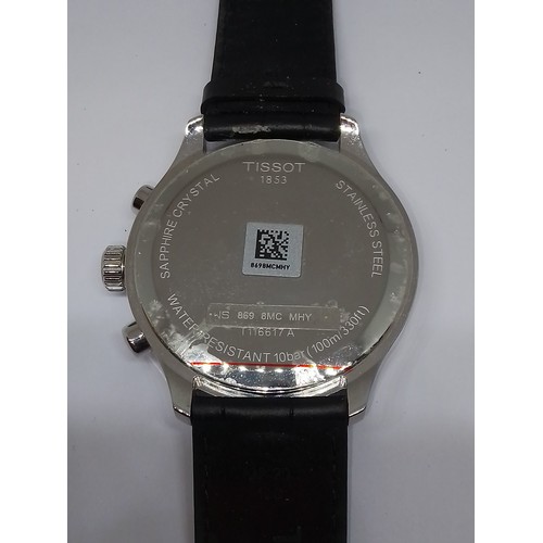 231 - A Tissot 1853 stainless steel quartz wristwatch, anthracite grey dial with three subsidiaries, case ... 