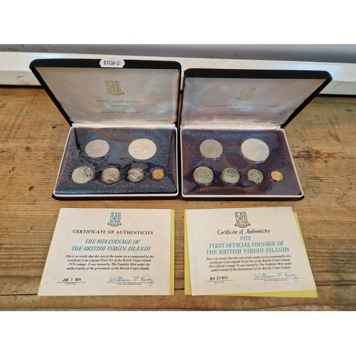 438 - A 1974 British Virgin Islands proof coin set and a 1973 British Virgin Islands proof coin set.