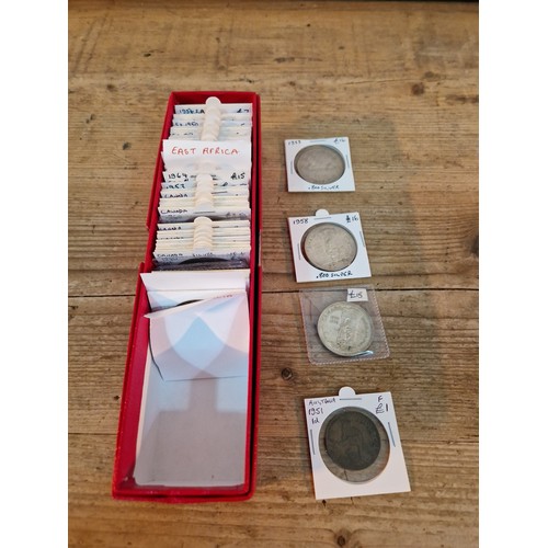 441 - A box of assorted Commonwealth coins, mostly silver.