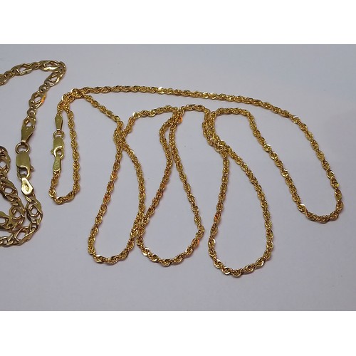 80 - Two 9ct gold chains, length 49cm & 6cm, weight 11.6g.