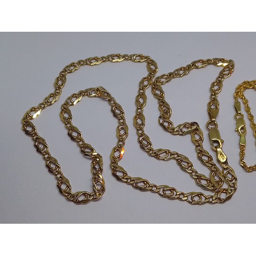 80 - Two 9ct gold chains, length 49cm & 6cm, weight 11.6g.