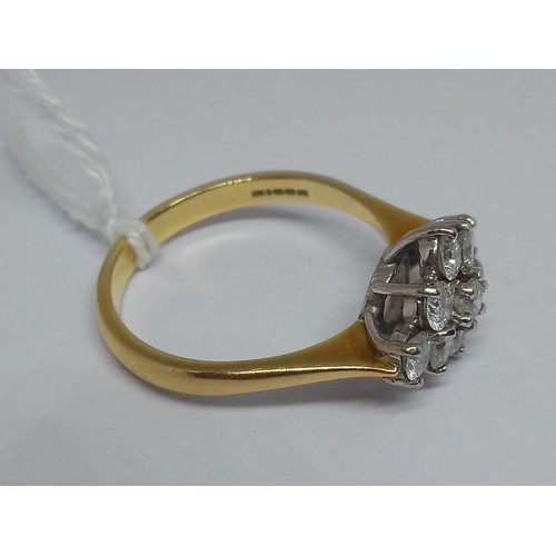 84 - A diamond cluster ring, nine round brilliant cut diamonds weighing approx. 1ct in total, hallmarked ... 