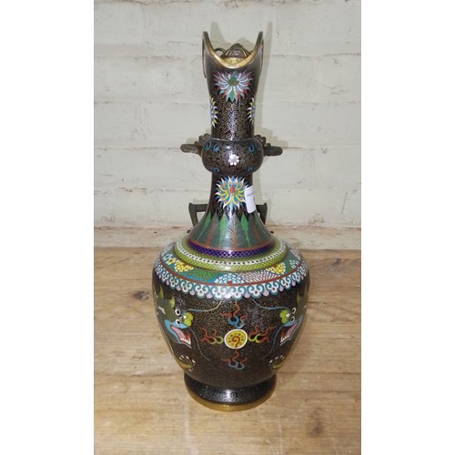 148 - A Chinese cloisonne ewer with applied bronze dragon, height 30cm.