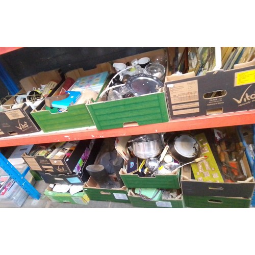 90 - 12 boxes of miscellaneous items including ceramics, glassware, ornaments, pottery, garage-ware / too... 