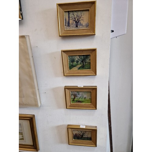 887 - A set of four watercolours signed 'Serghey', landscape scenes with trees, 14.5cm x 9.5cm, each frame... 