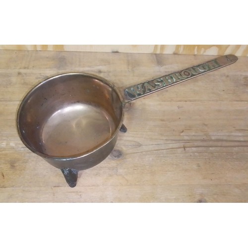 398 - A Georgian bronze skillet by the Wasbrough foundry, length 41cm.