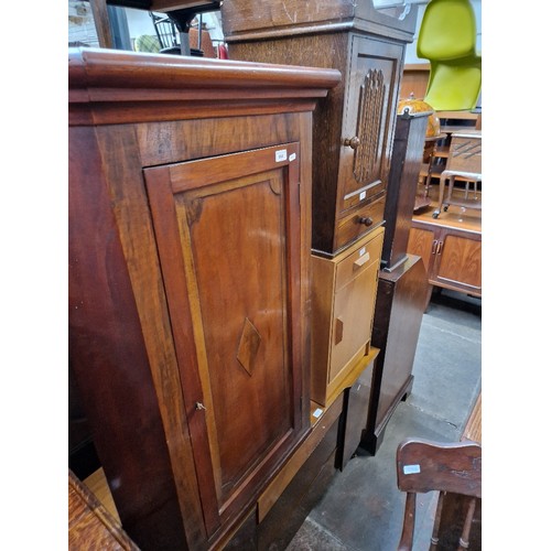 984 - A mixed lot comprising mahogany corner cabinet, two oak bedside cabinets and a mid 20th century dres... 