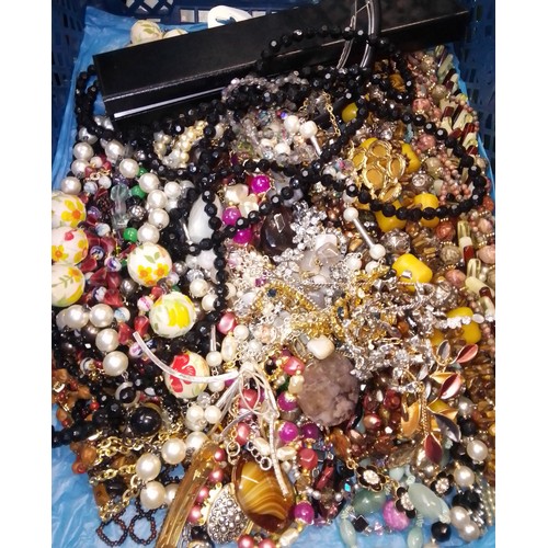 145 - A box of costume jewellery.