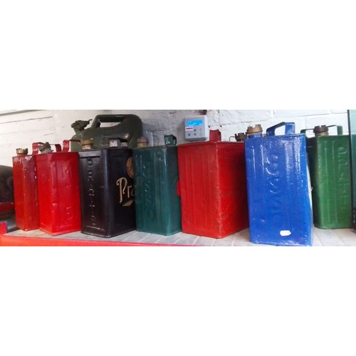 161 - 9 vintage jerry cans to include Esso, BP, Shell, Pratt and Redline.