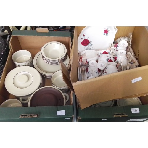 195 - Approx. 60 pieces of Hornsea Cornrose dinner ware and Royal Albert Sweet Romance china. ( 3 boxes ).