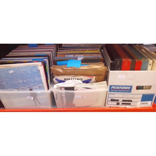 242 - Three boxes of vinyl records, 78s and singles.