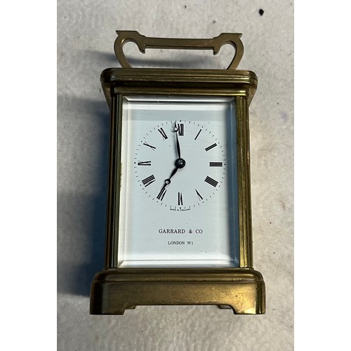 524 - A Gerrard & Co brass carriage clock.