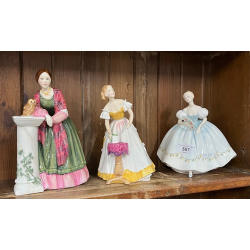 557 - 3 Royal Doulton figures including a limited edition ‘Florence Nightingale’  HN3144, ‘Happy Birthday’... 