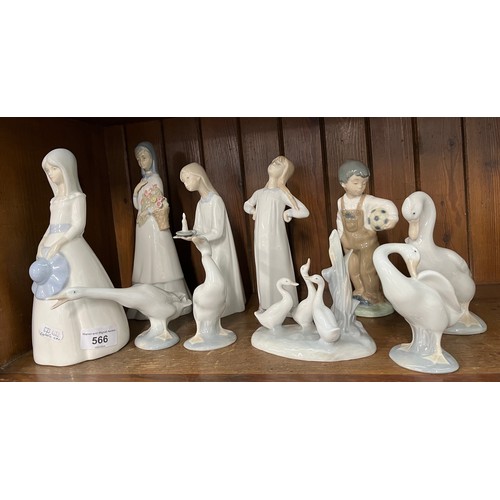 566 - 4 Lladro and 4 Nao figurines together with 2 others also made in Spain