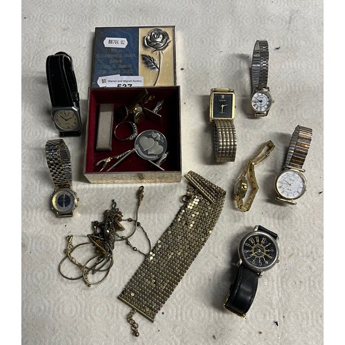 537 - A collection of watches to include Accurist, Elegant, Bernex, etc. and a jewellery box with contents... 