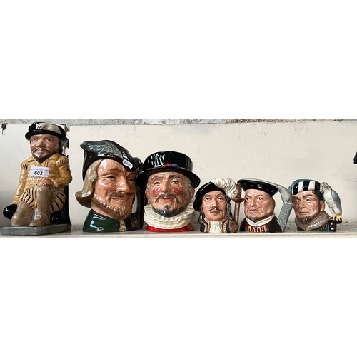 603 - Six Royal Doulton character jugs