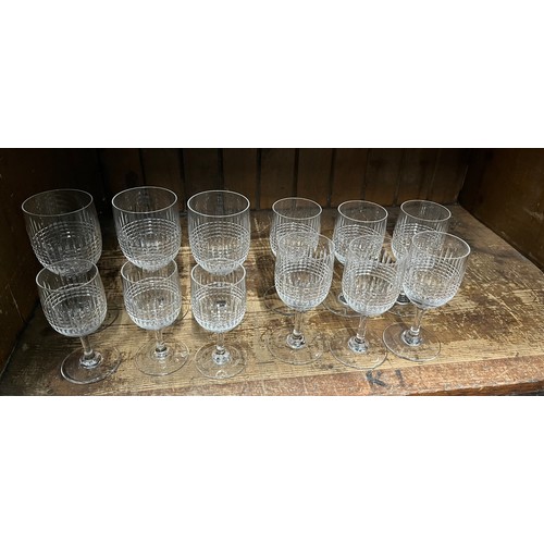 572 - Baccarat crystal - 12 vintage glasses in the ‘Nancy’ design comprising a set of 6 glasses  12.5cm hi... 