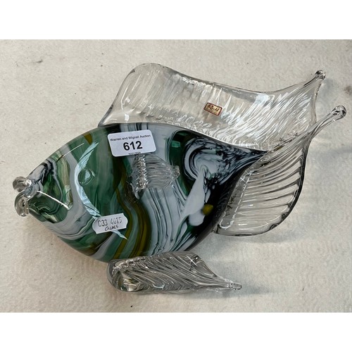 612 - Art glass - large multi-coloured glass fish approx 30cm long and 23cm high made by Rückl (Czech Repu... 