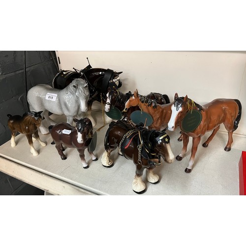 615 - 8 ceramic horse figures by Melba Ware, Coopercraft etc