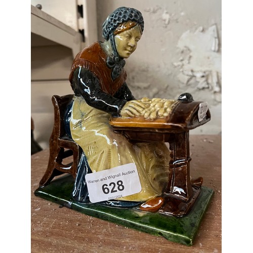 628 - Early 20th century Flemish pottery figure of a lacemaker