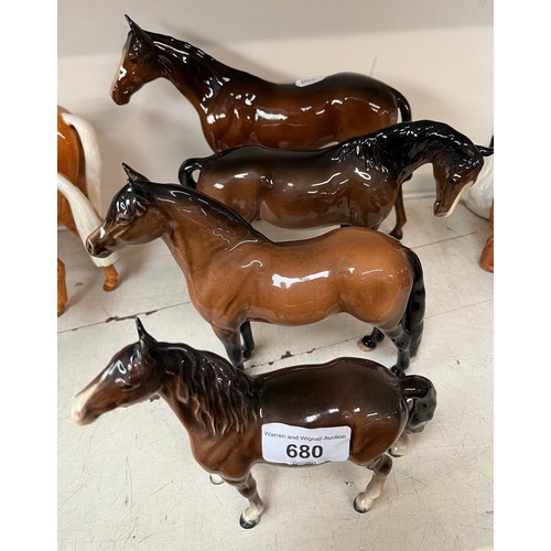 680 - Four Beswick brown horses