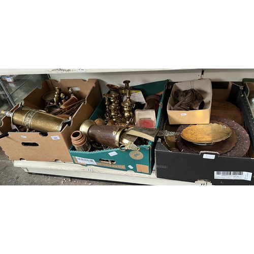 699 - Three boxes of copper, brass and other metalware