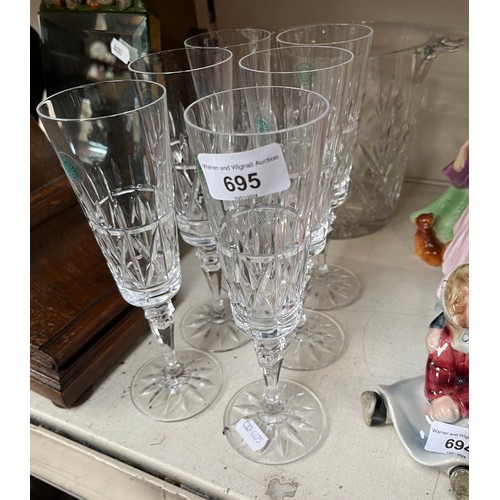 695 - Galway Crystal - large champagne/wine cooler with 6 flutes - made in Ireland