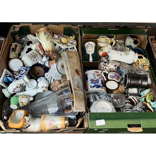 732 - 2 boxes of mixed glass, ceramics etc. including Portmeirion, Aynsley, Stuart Crystal etc.