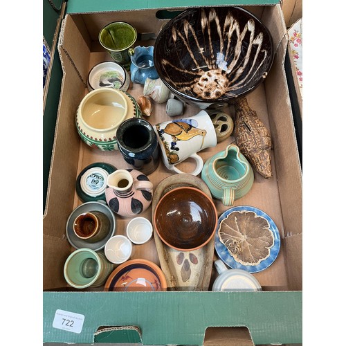 722 - Studio pottery - approx 27 items including Stuart Bass, Holkham, Sark and Cheddar Valley