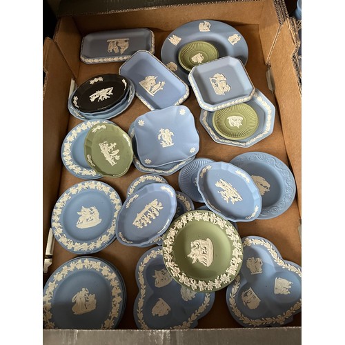 750 - A box of Wedgwood jasperware. Appx 26 pieces including pale blue, black and green